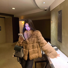 批发“冬日摩卡”狐狸毛车条皮草外套女2025冬新款高级感毛毛大衣