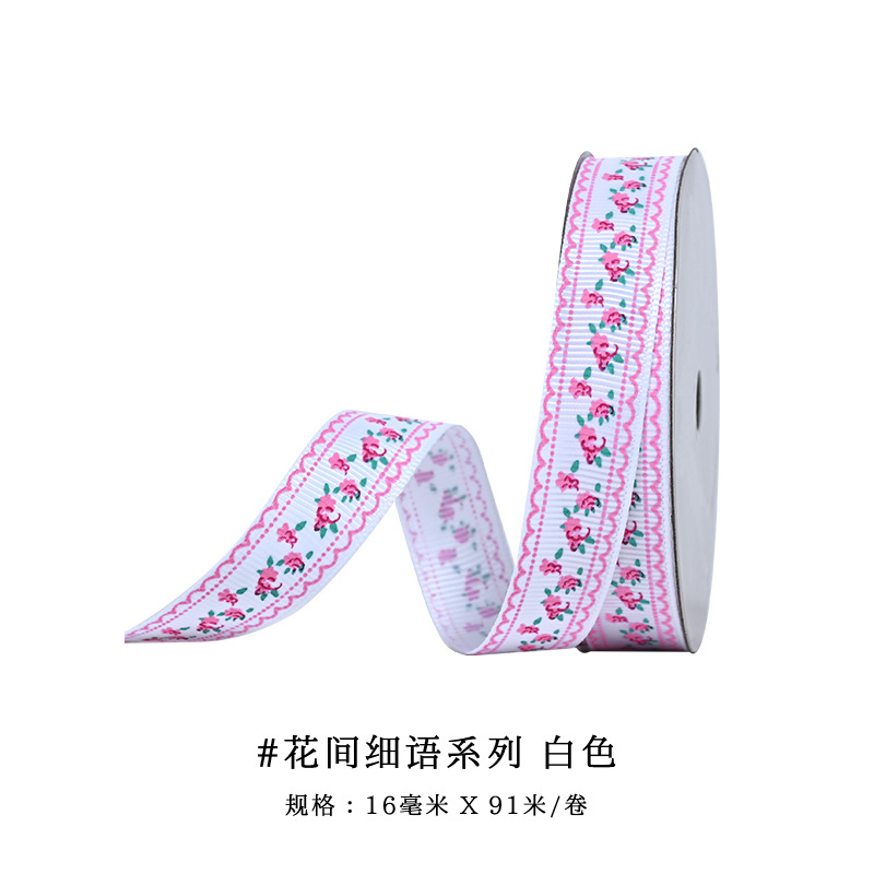 Cinta acanalada al por mayor de Yao Ming con estampado, accesorios para el cabello, decoraciones para lazos, materiales DIY, cinta floral hecha a mano