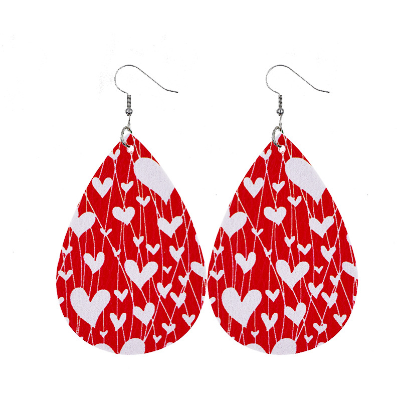 1 Pair Elegant Cartoon Style Vacation Letter Water Droplets Heart Shape Pu Leather Drop Earrings display picture 20