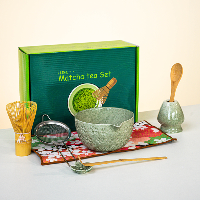 FJT 사쿠라 와이드 입 그릇 말차 컬러 8종 세트(짙은 녹색 컬러 박스)