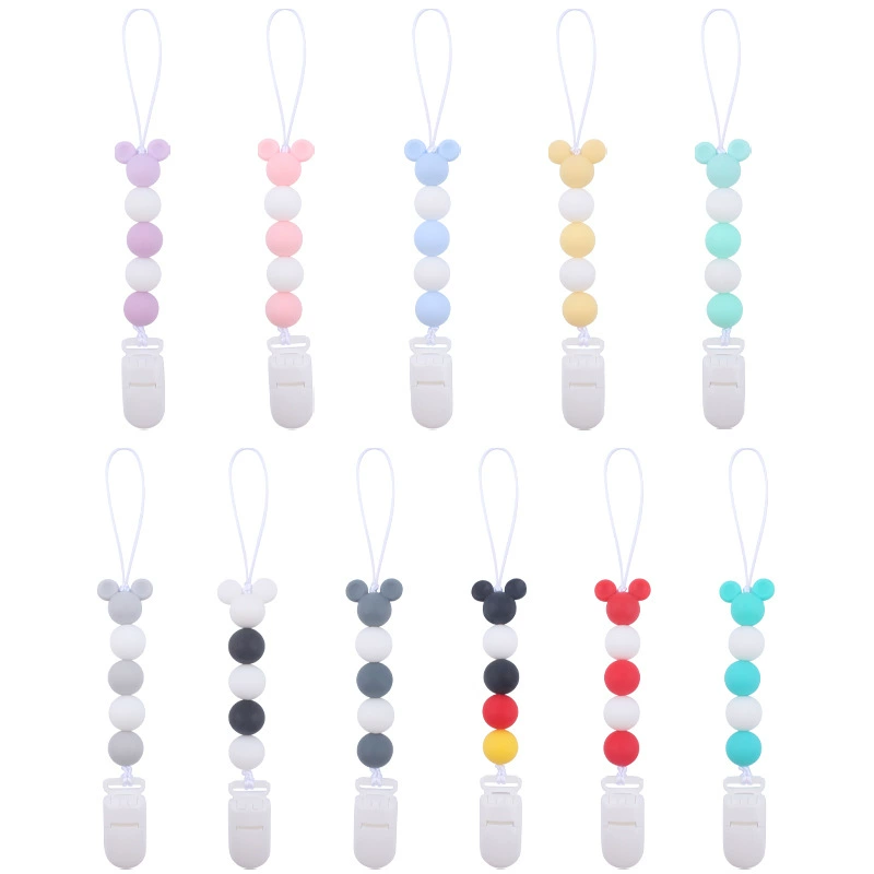 Детские товары Мультяшные бусины с животными цепочка для соски Детские креативные силиконовые бусины прикус коренных зубов цепь с защитой от падения Новый