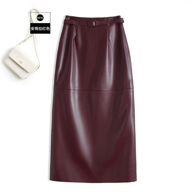 Cross-Border Sheepskin Skirt for Women, High-Waisted, Stylish and Fashionable, New Autumn Model, Pencil Skirt, Hip-Hugging Skirt, Mid-Length Skirt for Women