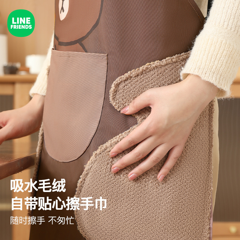 ブラウン熊エプロン新型防水汚れ防止エプロン作業服キッチン家庭用エプロン防水防油拭きエプロン|undefined