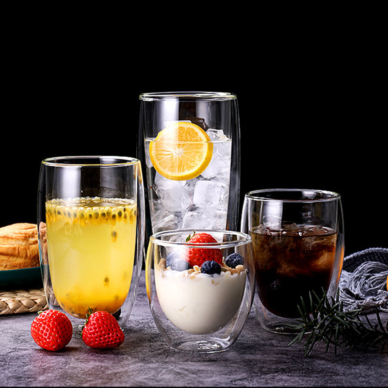 Creativa de doble capa taza de café resistente al calor de vidrio de leche transparente de agua taza de aislamiento térmico de doble capa de vidrio fabricante