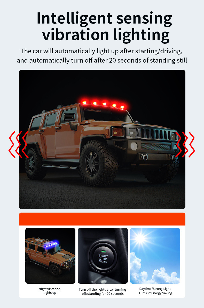 Off-Road Vehicle Suv Pickup Car Roof Led Solar Pilot Light Wiring-Free Modification Decorative Universal Warning Strobe Light