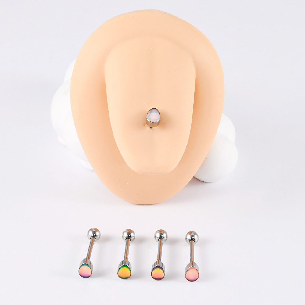 1 Piece 304 Stainless Steel Hip-Hop Cool Style Triangle Geometric Water Droplets Enamel Tongue Rings display picture 7