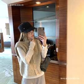 miki【燕麦奶泡】高领针织马甲女时髦洋气叠穿马夹外搭上衣杏色