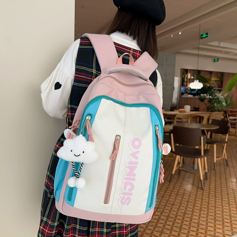 Genuine backpack, capacious shoulder bag, Korean style, for secondary school