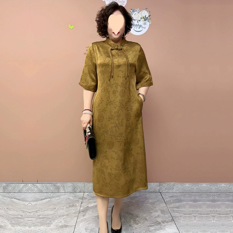Шелковое платье из тутового шелка, стильное женское летнее платье средней длины с вышивкой и цветочным принтом, юбка большого размера, закрывающая живот