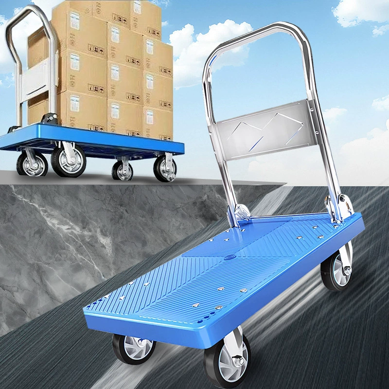 Складная ручная тележка, портативный поддонный тележка, складской прицеп, универсальная бесшумная тележка, транспортная платформа