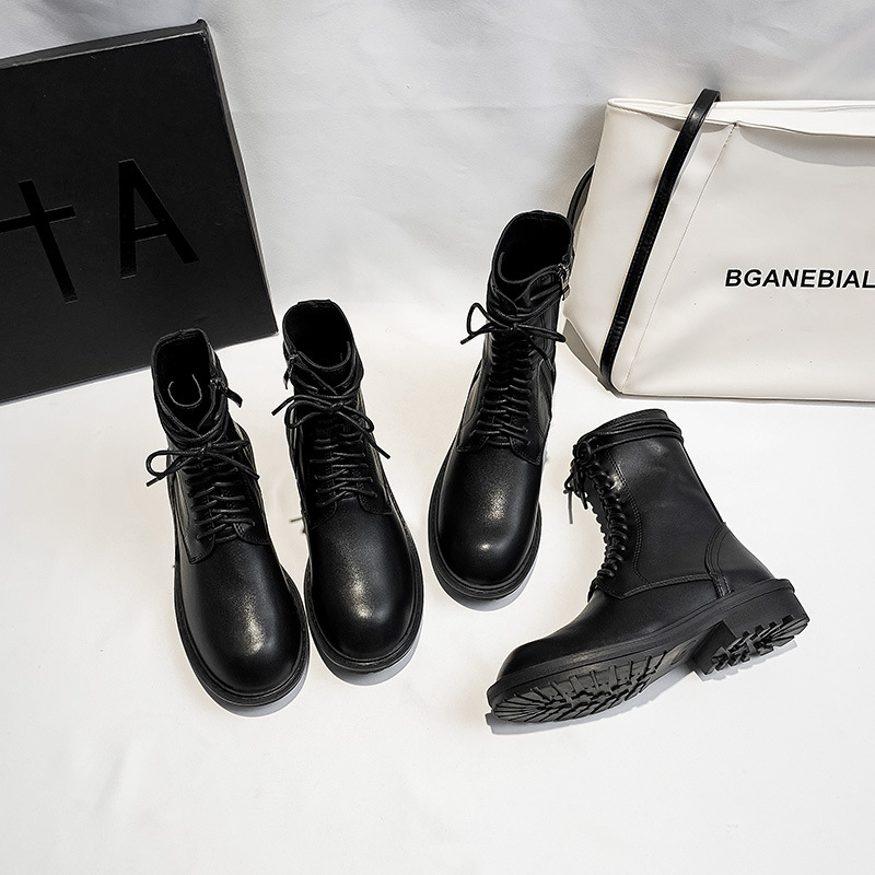 Mengjia Lü 2025 Winter Viscose Height-Increasing Women's Round-Toe Faux Fur Black Sgs In-Stock Low-Cut Martin Boots