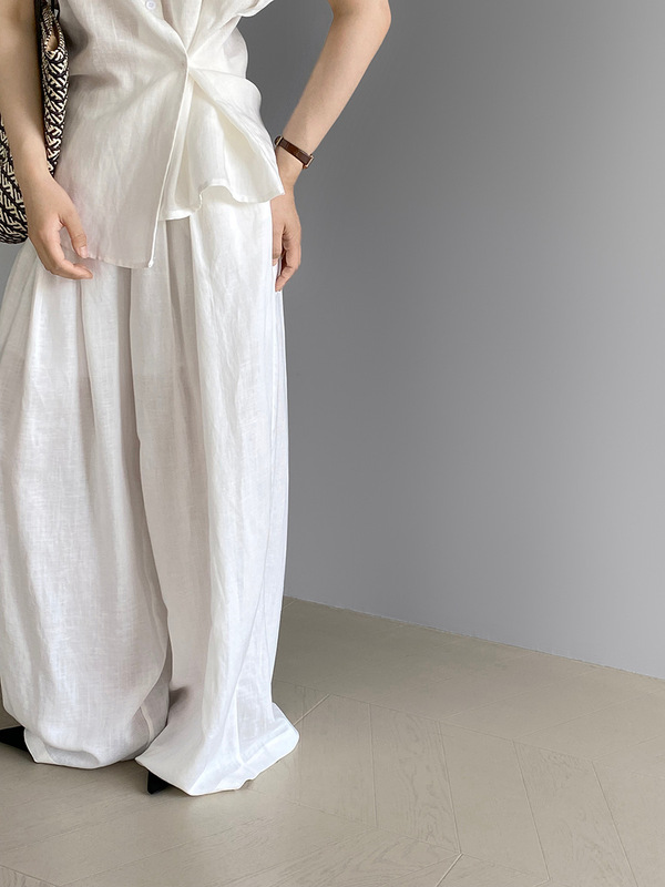 【福祉品返品交換不可】Jiangzuo ワイドレッグパンツ 夏用 ハイウエスト 痩身 薄手 ダッドパンツ 6276|undefined