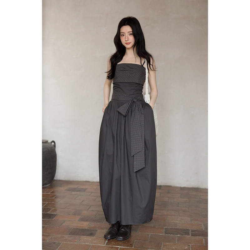 Ximeng 2026 New Spring/Summer Korean Style Unique Elegant Dress with Bow and Waist-Cinching Strap for Women Ximeng 2026 New Spring/Summer Korean Style Unique Elegant Dress with Bow and Waist-Cinching Strap for Women