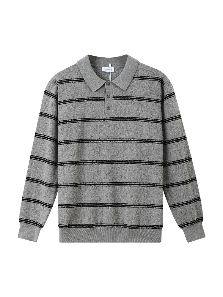 Uniqlo ropa de hombre Amazon lujo ligero transfronterizo rayas solapa polo camisa de punto de negocios polo chaqueta hombre al por mayor