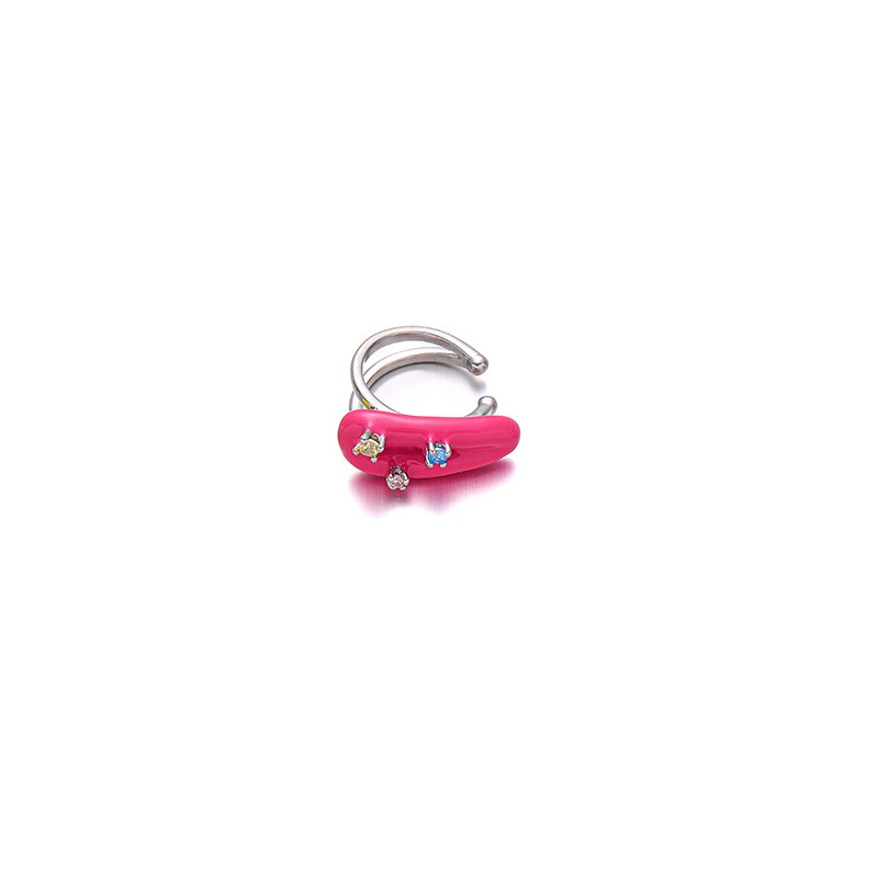 Japón y Corea del Sur dopamina color esmalte frío nicho de diseño original amor incrustado zircon diseño sin agujeros de orejas clip de hueso de orejas