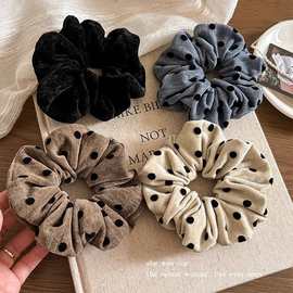 气质短绒波点大肠发圈女秋冬高弹力扎发皮筋头绳2024新款发卡头饰