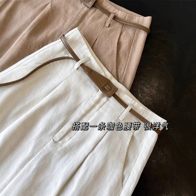 Highly Recommended! Extremely Comfortable ~ Tencel Linen Casual Women's Summer Slimming Straight-Leg Drapey Wide-Leg Pants