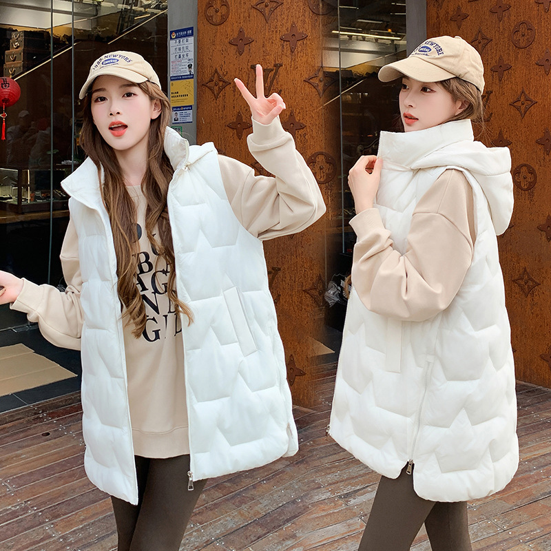 2025 invierno nuevo chaleco de moda de mujer con capuzas estilo extranjero delgado abrazadera de caballo de algodón sin mangas hombro con chaleco exterior image 9