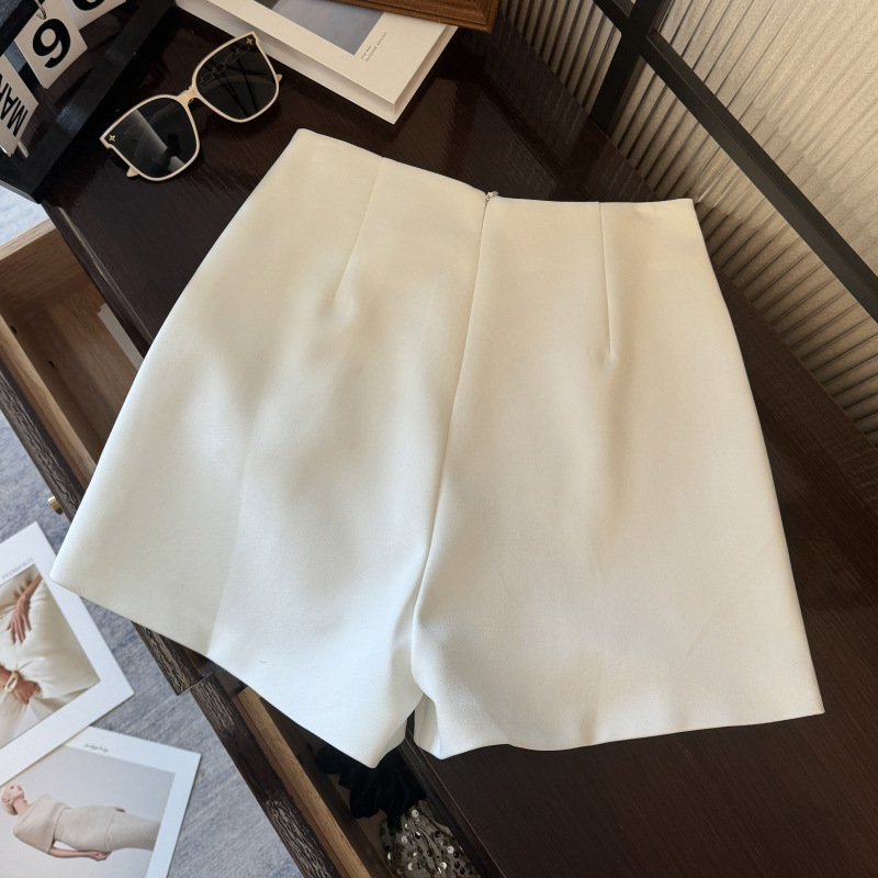 Quần short âu phục nữ cạp cao ống đứng dáng chữ A tối giản — Màu đen chi tiết 11