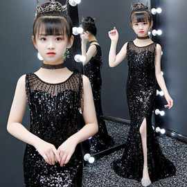 儿童晚礼服走秀时尚洋气公主裙小女孩鱼尾裙女童主持人轻奢演出服