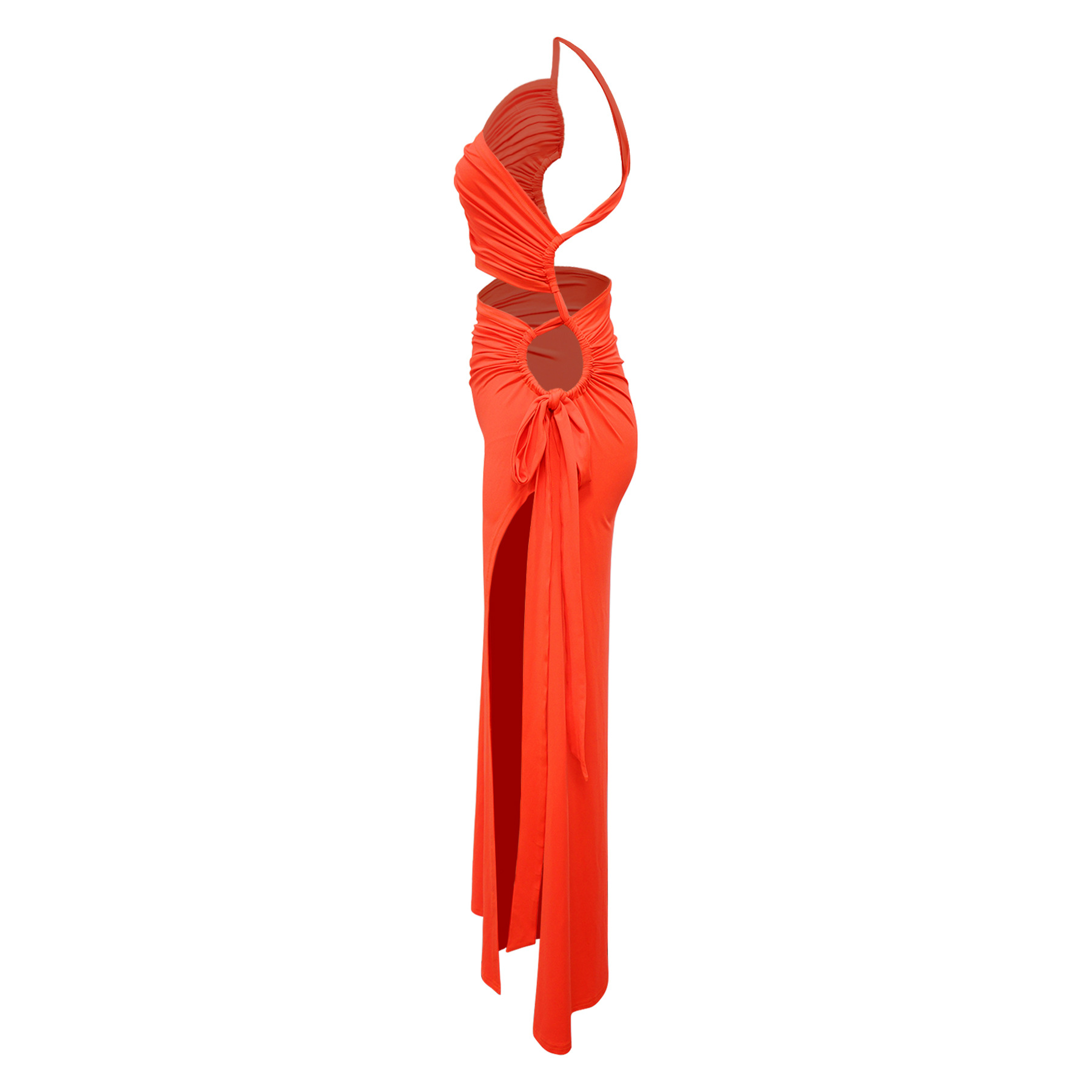Women's Sexy Strapless Slit Dress Asymmetrical Neck Solid Color Fashion Dress for European And American Markets Cross Border E Commerce Amazon_ecoleips.com