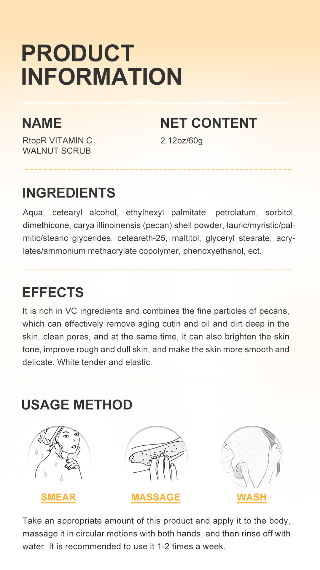RtopR Vitamin C Walnut Scrub RtopR050 Cross-border Edition undefined