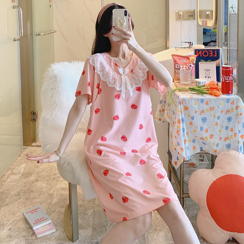 マタニティドレス授乳通気性夏半袖パジャマ授乳ネグリジェ吸汗性産後服産後薄い夏|undefined