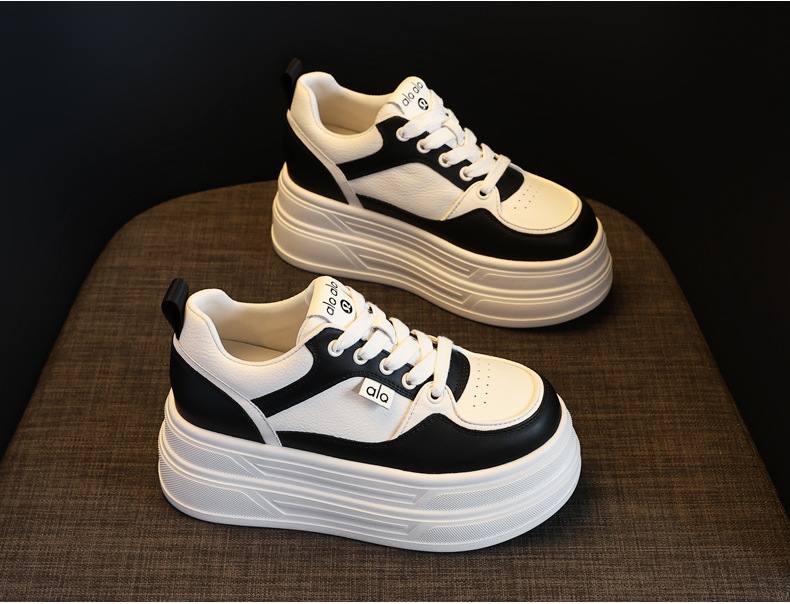 Giày sneaker nữ đế dày tăng chiều cao 8 cm phong cách platform — đen chi tiết 5