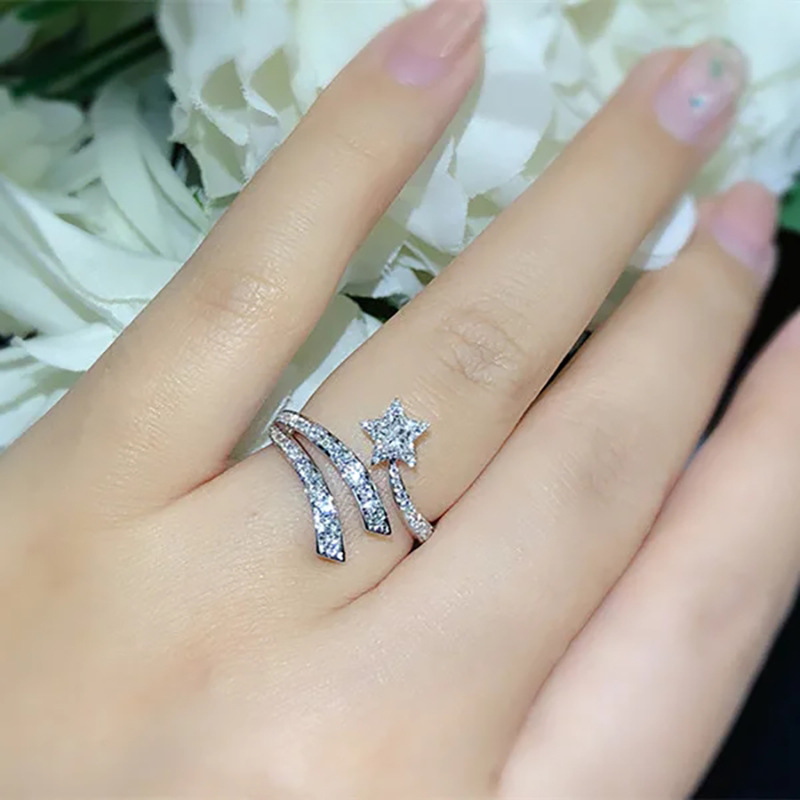 7g Weight Zircon Inlay Material Rings, Earrings Classification Jewelry + Earrings Quantity Holiday, Daily Occasion Copper Material Geometric, Star Pattern All Seasons Season Women's Gender Elegant, Modern Style Style Wholesale Jewelry Elegant Modern Style Geometric Star Copper Zircon Rings Earrings 9