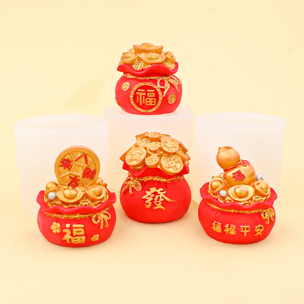 Bolsa de poliuretano, bolsa de la suerte, decoración de coche, molde de silicona, bolsa de resina, molde de goteo de yeso aromático en forma de chocolate