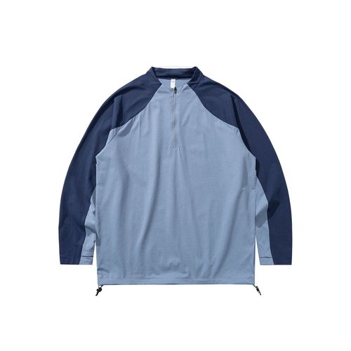 Men's Spring Half-Zip Long-Sleeve Mountain-Style Fashionable Breathable Elastic Outdoor Casual Sports Top