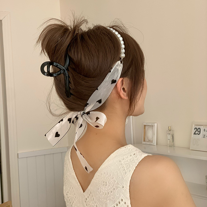 Nueva cinta de lunares, bufanda de seda de perlas, niña, primavera y verano, hada de todo fósforo, cinta pequeña, bufanda de viento, collar