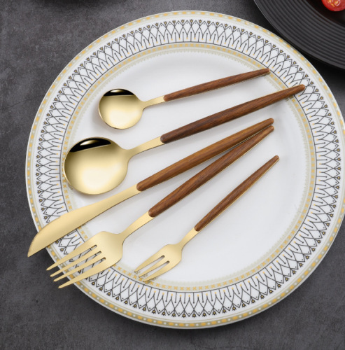 Stainless steel Portuguese handle Western tableware long-handled soup spoon pasta fork dessert spoon tea fork steak knife, fork and spoon set