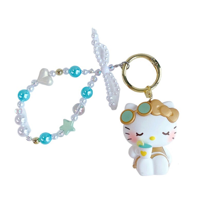 正版hellokitty三丽鸥悠闲假期sanrio凯蒂猫钥匙扣包挂件公仔玩偶|undefined
