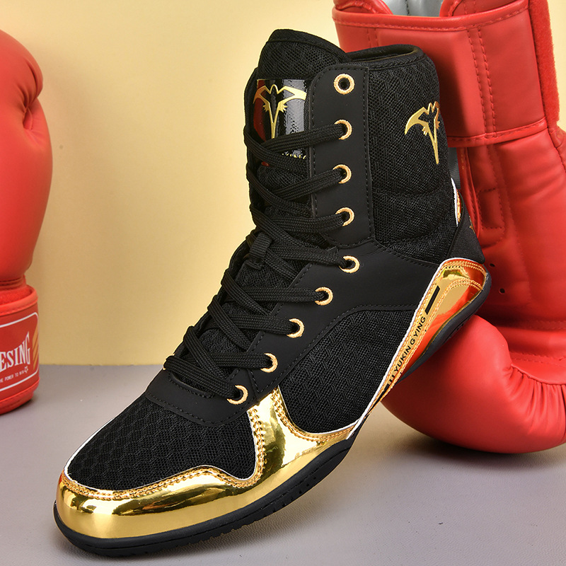 Cross-border fashion boxing shoes for men, free combat training shoes, men's and women's wrestling shoes, indoor fitness sparring shoes, men's short shoes