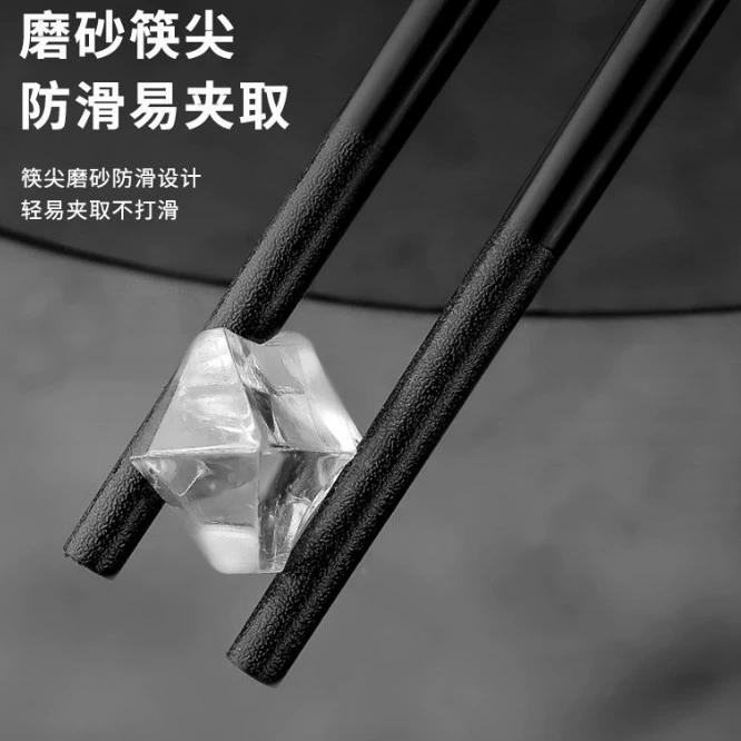 Internet celebrity hot-selling black gold-plated chopsticks for home use with Chinese style blessing alloy chopsticks, non-mouldy chopsticks, 5 pairs