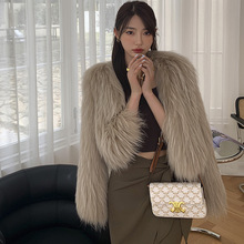 新款冬双面编织貉子毛皮草外套女短款毛毛大衣年轻款
