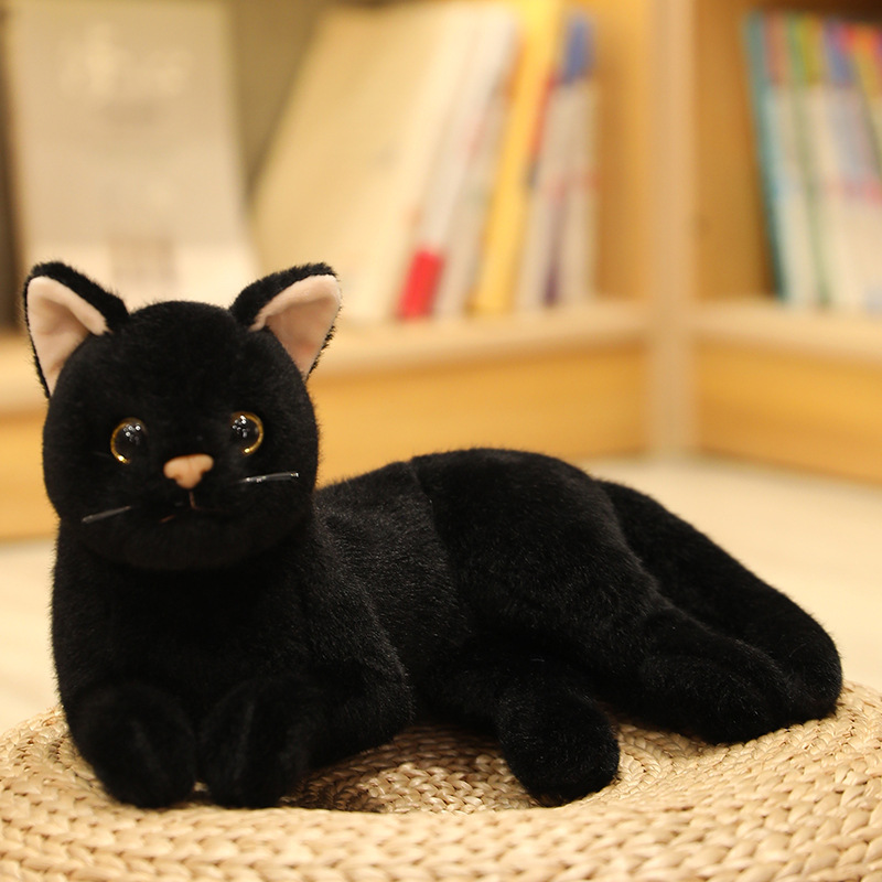 Muñeco de gato de simulación tumbado, muñeco de gatito, gato durmiendo lateral, juguete de peluche, decoración del hogar, regalo de punto escénico