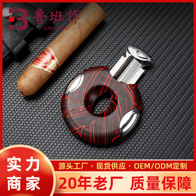 Manufactor wholesale Stainless steel Cigar scissors semi-automatic V- Blade Cigar Cut tool Gifts Cigar scissors