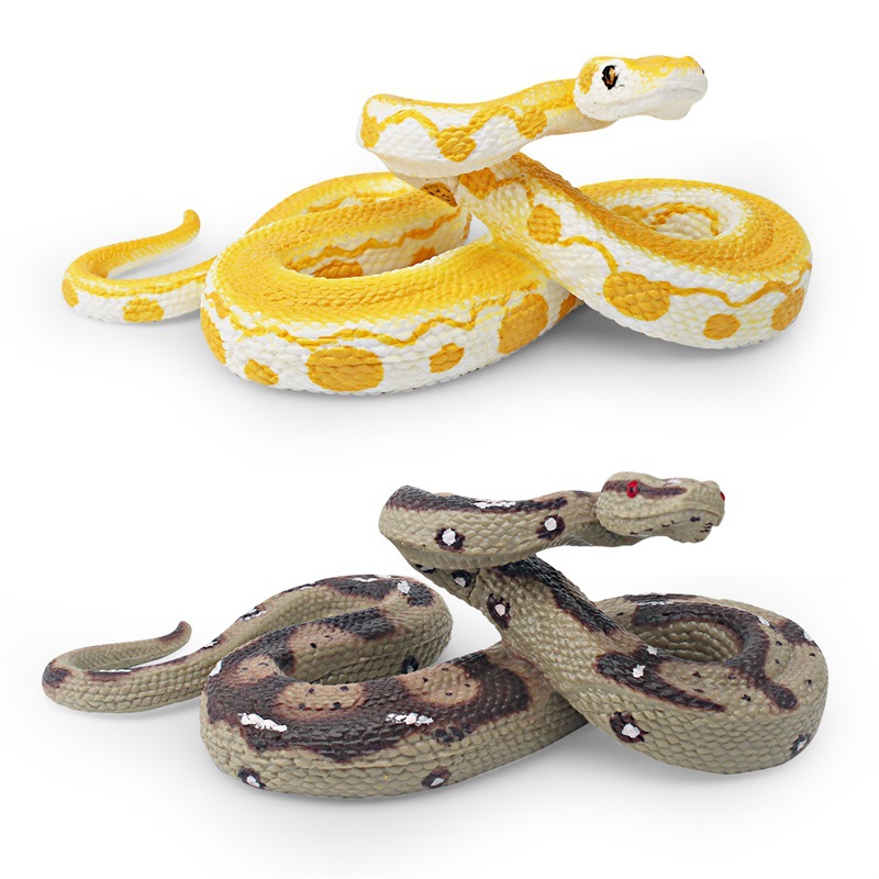 Reptiles de simulación Sksk serpiente pitón modelo de niños cognición oro gigante pitón decoración juguetes