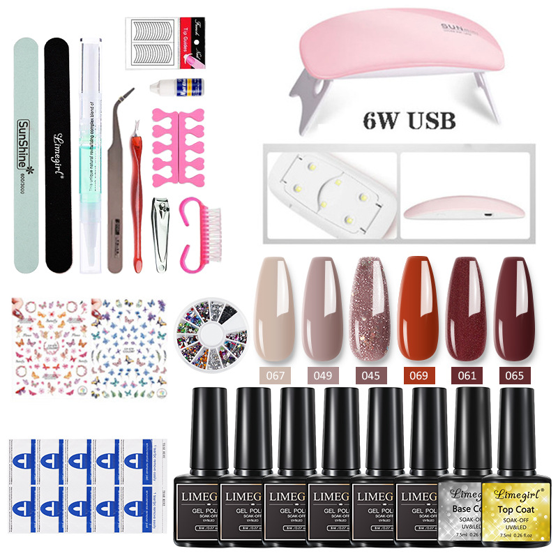 Limegirl esmalte de uñas pegamento traje UV fototerapia lámpara máquina de molienda pegatina uñas herramientas traje en stock