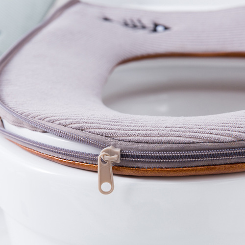 Home Autumn and Winter Toilet Mat Home Waterproof O-shaped Leather Zipper Cute Kitten Toilet Ring Seat Mat