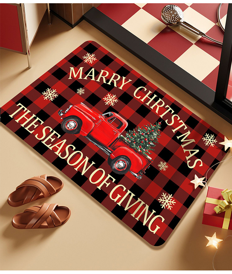 Cross-Border Amazon Christmas Truck Bathroom Toilet Diatom Mud Absorbent Non-Slip Floor Mat Stain-Resistant Entrance Door Mat