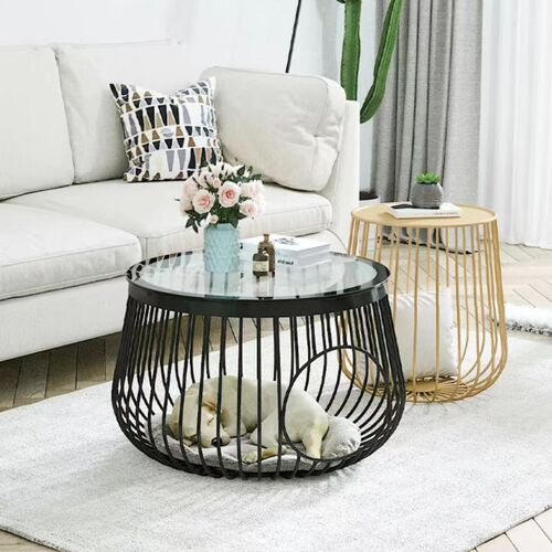 Nordic creative wrought iron living room small apartment side table for two cat shared tea table cat pet granite coffee table cat bed