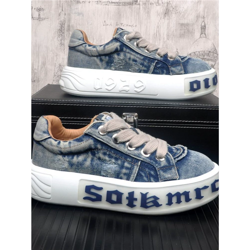 Мужская обувь 2025 новый толстый фон ретро джинсовая доска обувь прилив