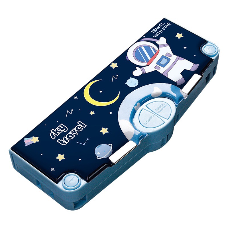 Espacio Astronauta papelería caja Escuela Primaria niños y niñas botón Oficina Almacén multi-función deformación lápiz caso tijeras