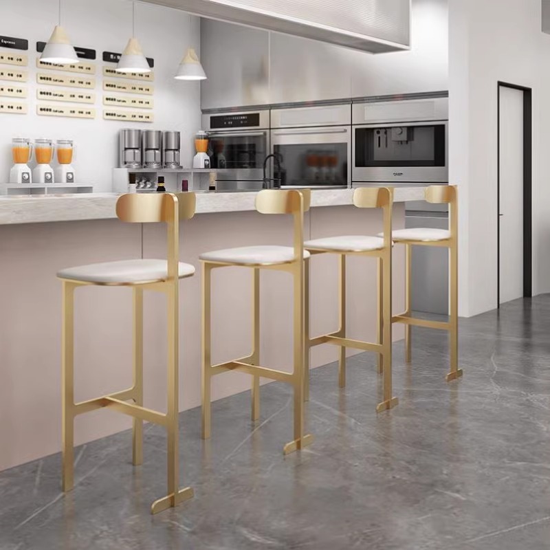 Light Luxury Marble Table Backrest Bar Chair Cyber Popular Front Desk Chair Leather Art Bar Stool Bar High Chair Home Bar Chair