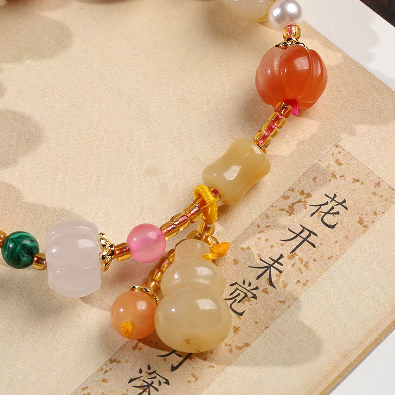 Fashion Pumpkin Jade Beaded Knitting Bracelets 1 Piece