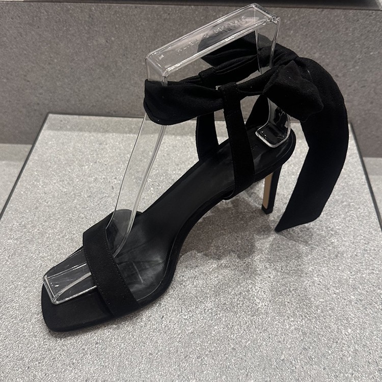 Sandalias de tacón alto con lazo | Tacón fino de satén estilo elegante