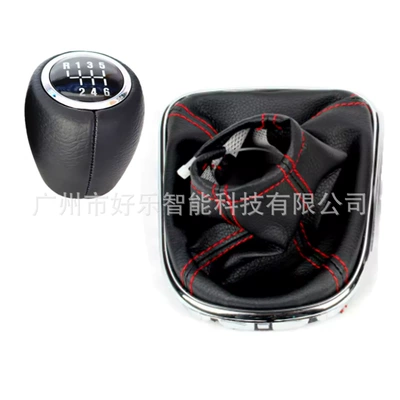 Cab and accessories | knob handball gear - sk-chevy53-black-leather-red-stitch-set-r6-speed-seamless-black-leather-tip-two-piece-set